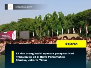 12 ribu orang hadiri upacara perayaan Hari Pramuka ke-63 di Bumi Perkemahan Cibubur, Jakarta Timur 1 12 ribu orang hadiri upacara perayaan Hari Pramuka ke-63 di Bumi Perkemahan Cibubur, Jakarta Timur